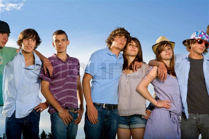 Teen group portrait, stock photo
