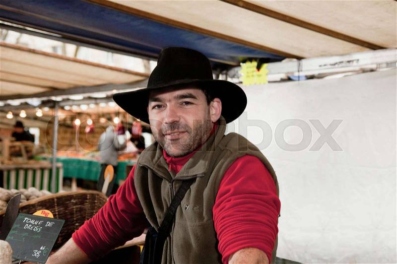 Portrait of Corsican vendor, stock photo