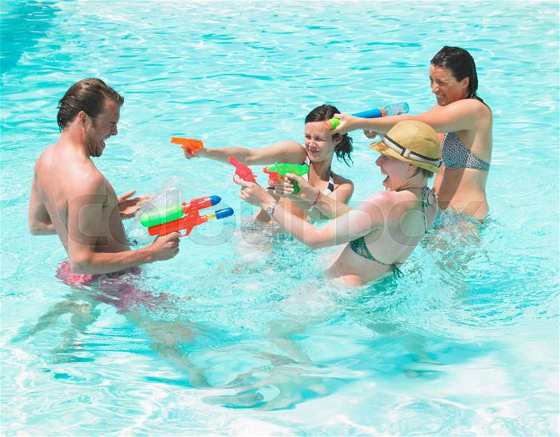 Water fight, stock photo