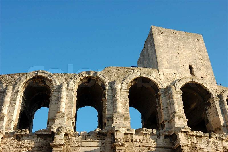 Ancient roman arena in Arles, France, stock photo