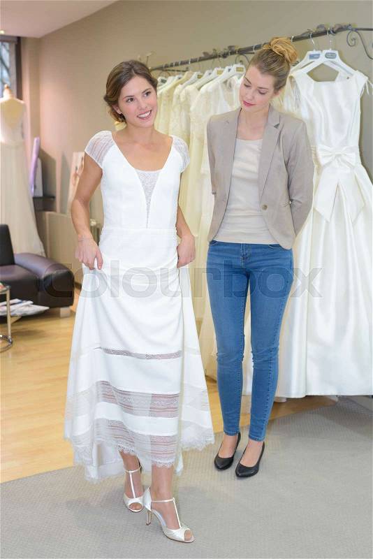 Bride to be wearing the gown, stock photo