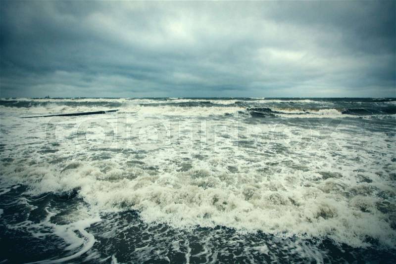 Storm at Baltic sea in autumn, stock photo
