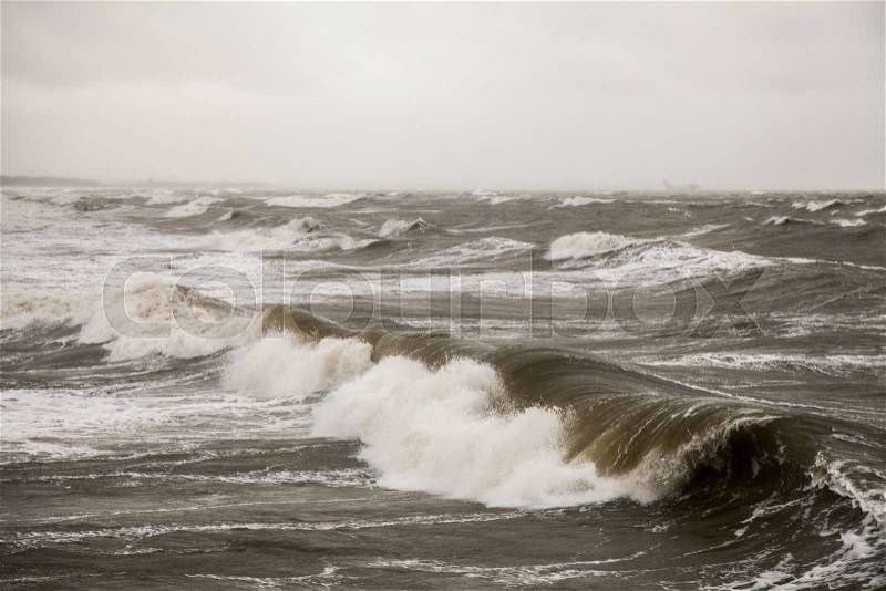 Storm at Baltic sea in autumn, stock photo