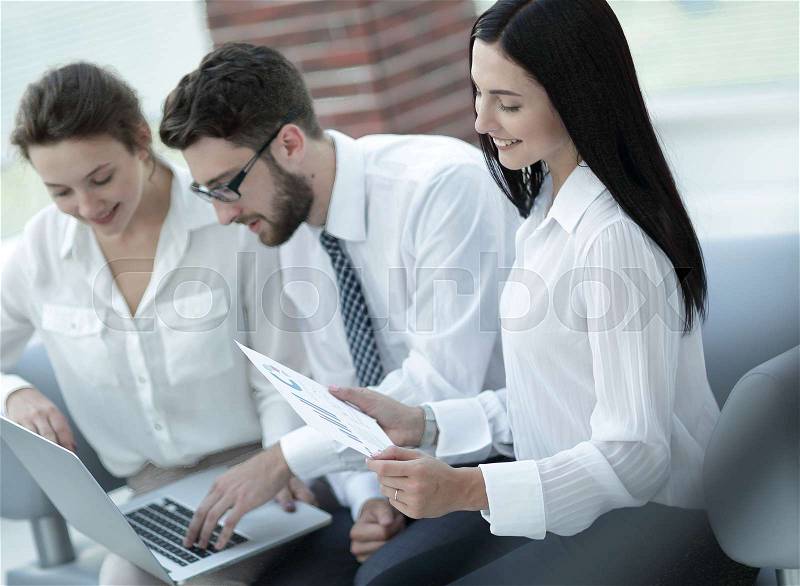Modern business team working with financial charts in the office. photo with copy space, stock photo