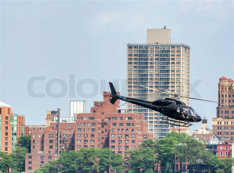 Helicopter tour in New York City, stock photo