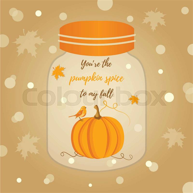 Holiday Thanksgiving background with pumpkin and text, vector