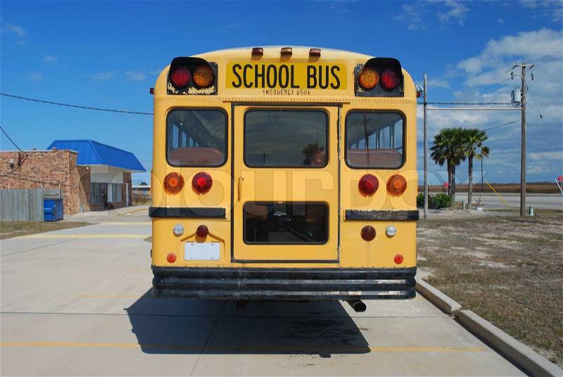 Yellow american school bus, stock photo