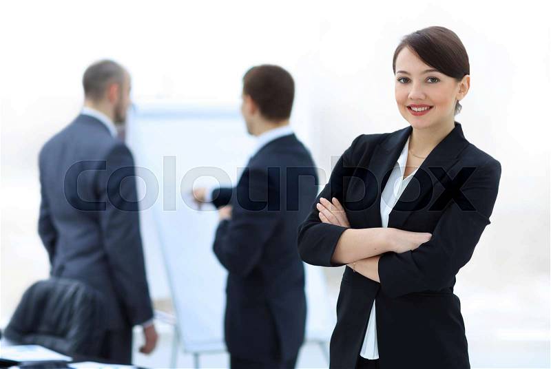 Successful woman Manager in the background of the office.photo with copy space, stock photo