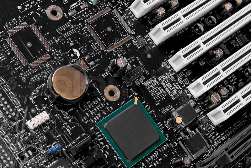 Full-frame technology background showing a main board detail, stock photo
