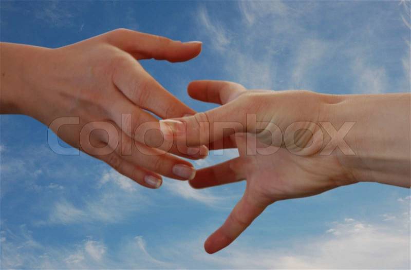 Helping Hand with the Sky Background, stock photo
