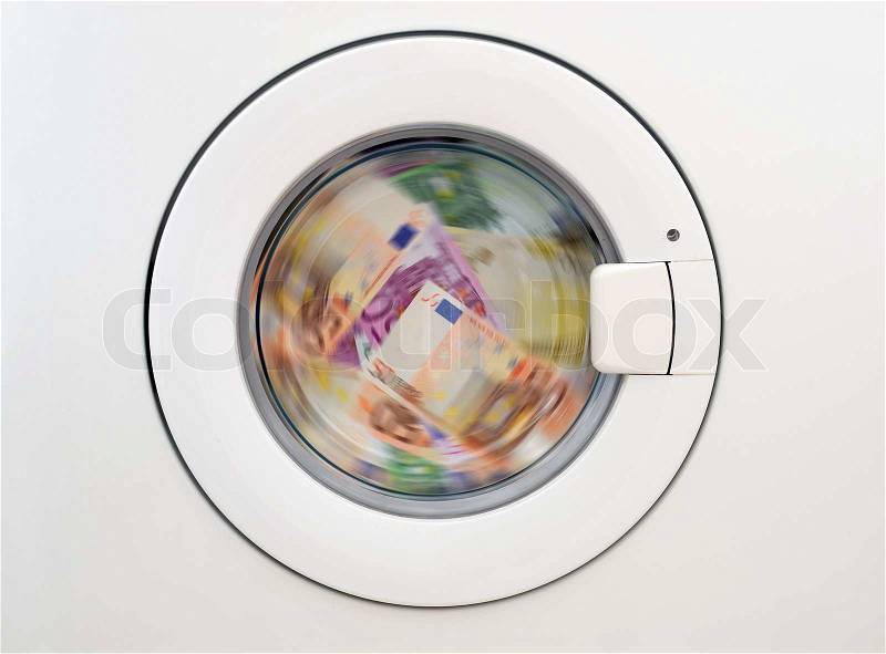 Money laundring in the washing machine, stock photo