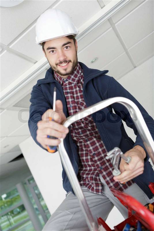 Electrician manual worker construction worker, stock photo