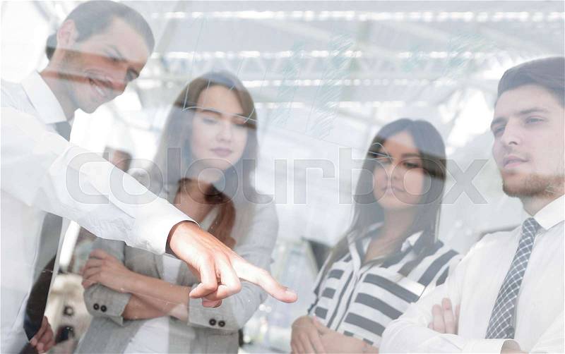 From behind the glass.successful business team.business background, stock photo