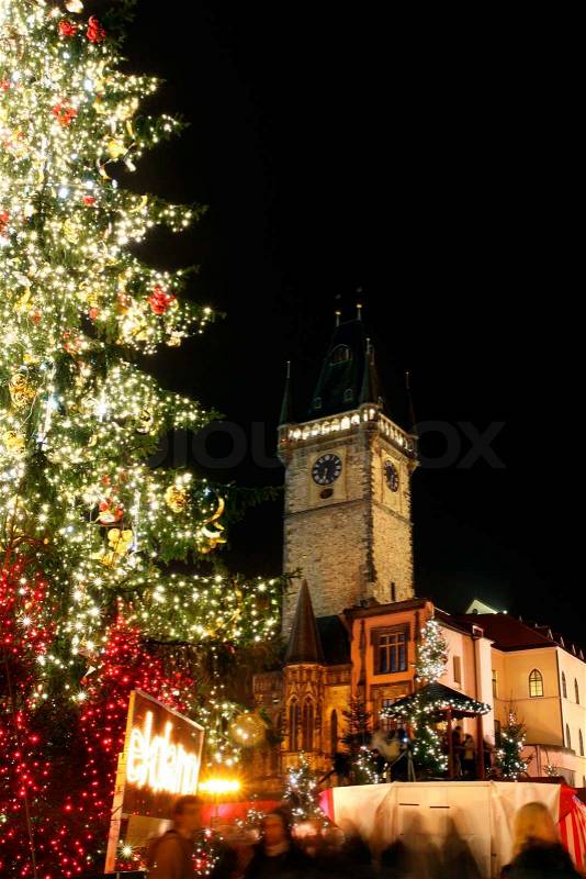Czech republic - metropolises Prague - Staromestske square with christmas tree, stock photo