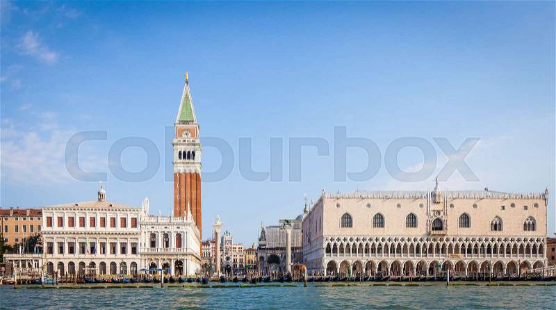 Venice, Italy - Piazza San Marco in the morning, viewpoint from the canal, stock photo