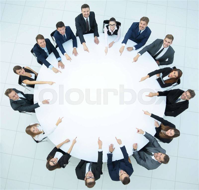 Group of business people sitting at the round table. the business concept. photo with copy space, stock photo