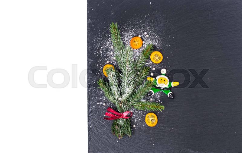 Plate, background for New Year or Christmas menu. Studio Photo , stock photo