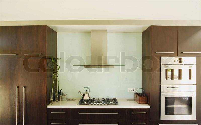 Interior shot of a modern kitchen can be used as background, stock photo