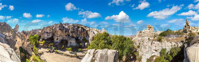 Goreme - open air museum, Cappadocia, Turkey in a beautiful summer day, stock photo