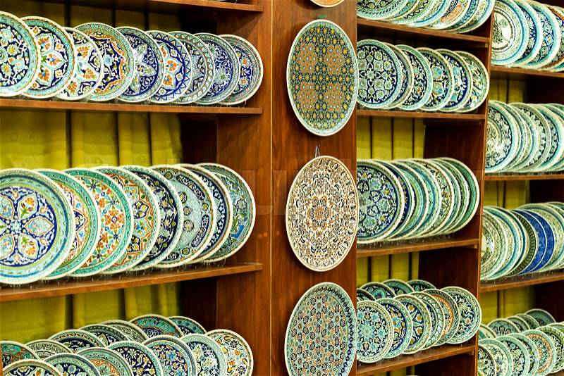 Traditional Turkish decorative ceramics for interior decoration, stock photo