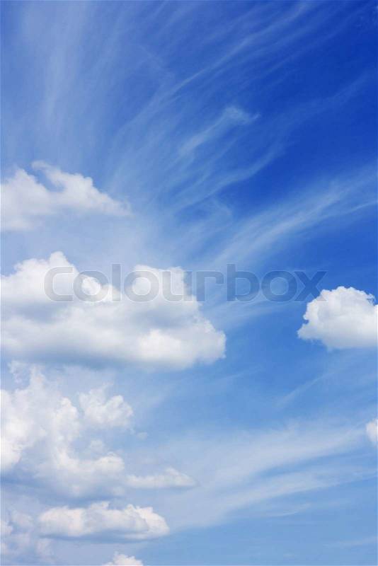 Peaceful beautiful blue sky with white clouds, heaven, stock photo