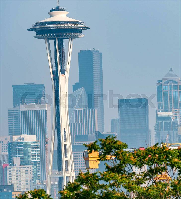 Seattle skyline as seen from Kerry Park, Washington state, US, stock photo
