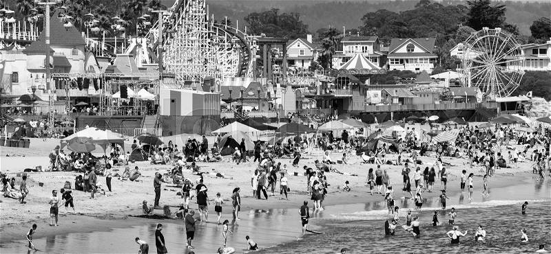 SANTA CRUZ, CA - AUGUST 4, 2017: Amusement park on the beach. This is a famous tourist attraction in California, stock photo
