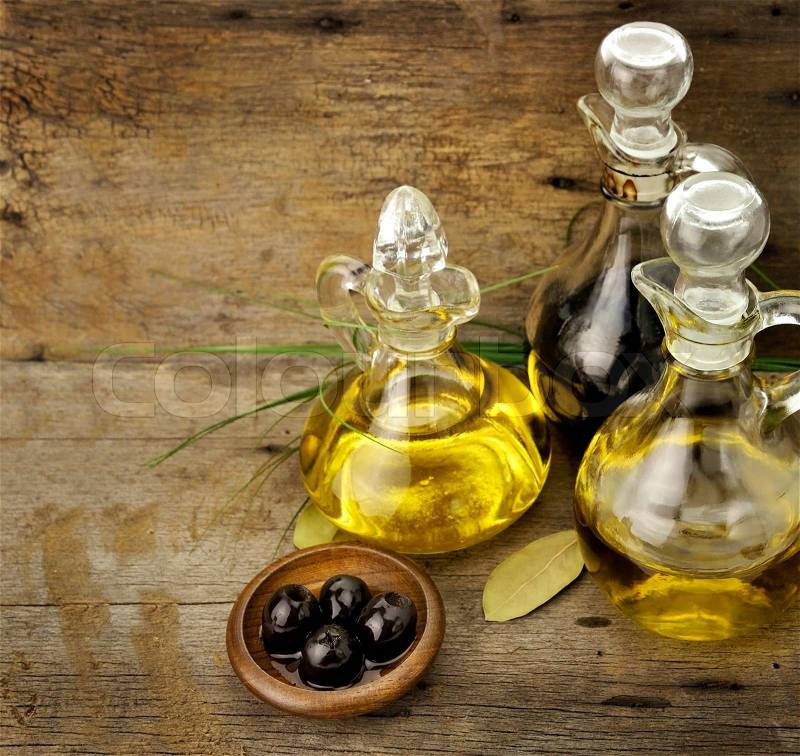 Vegetable And Olive Oil With Balsamic Vinegar, stock photo