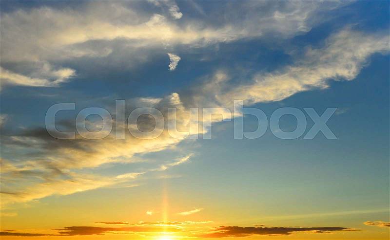 Sky is in the sun at sunset, stock photo