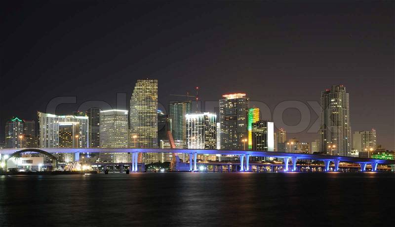 Miami at night, stock photo
