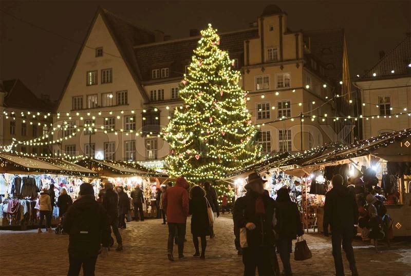 Christmas market at the Town Hall Square, stock photo