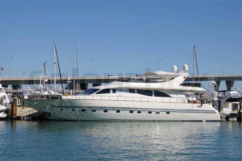 Luxury yacht in Miami, stock photo