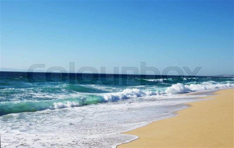 Sea waves, infinite horizon, Atlantic ocean, Portugal, stock photo