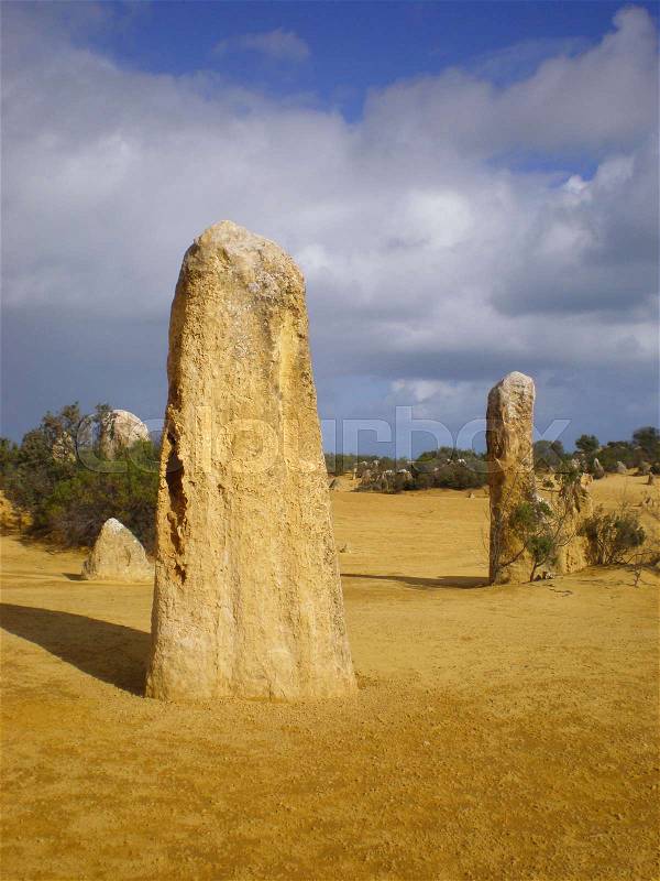The Pinnacles in the Nambung National Park in Western Australia, stock photo