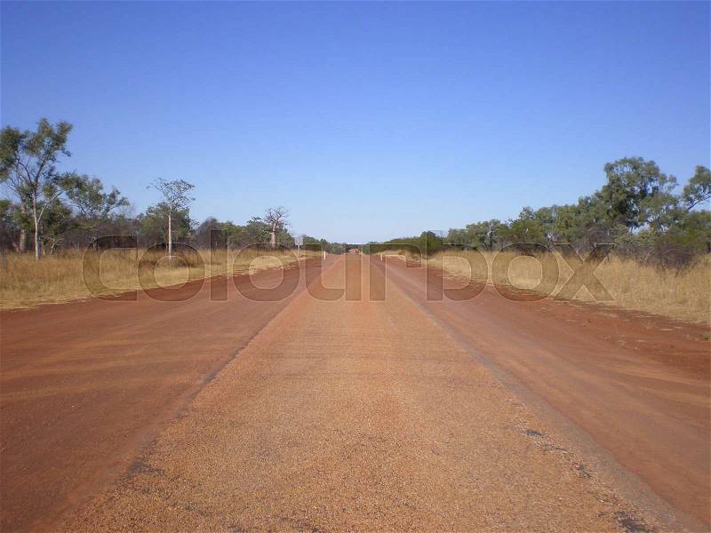 Endless Road in the australian Outback, Point of View, stock photo