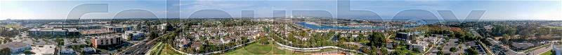 Newport aerial panoramic view, California, stock photo