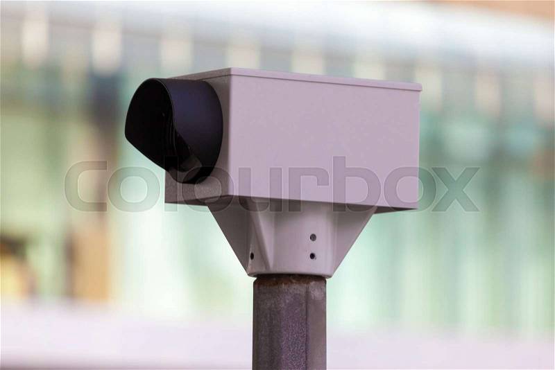 Speed camera on a street in the city, stock photo