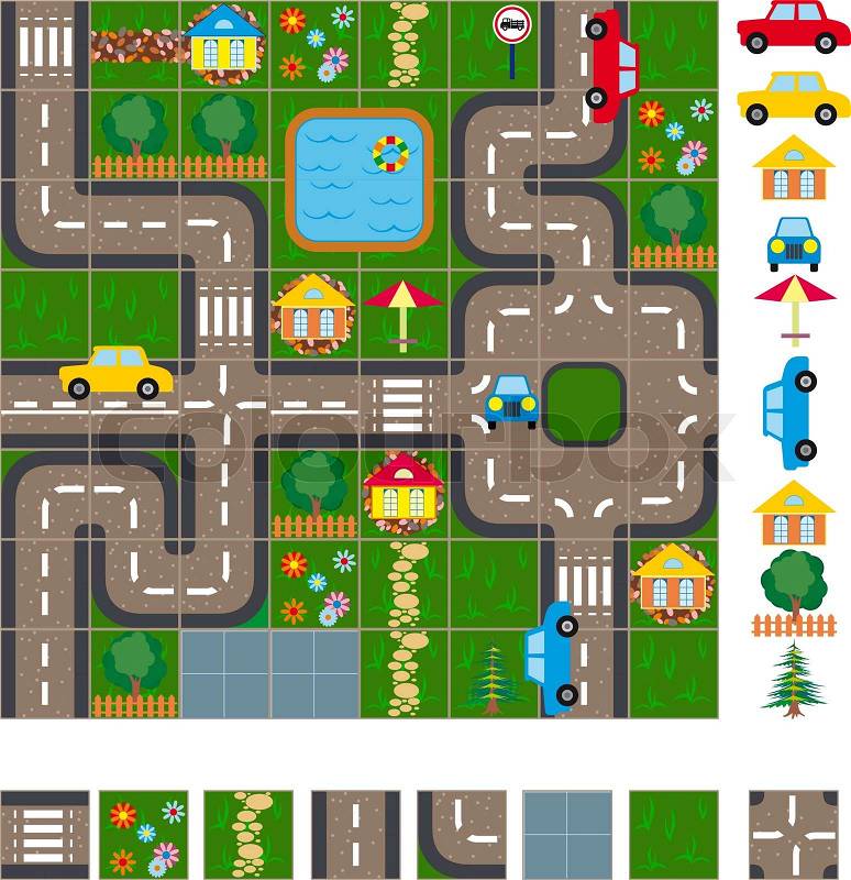 Map / Layout of the streets of a small | Stock Vector | Colourbox