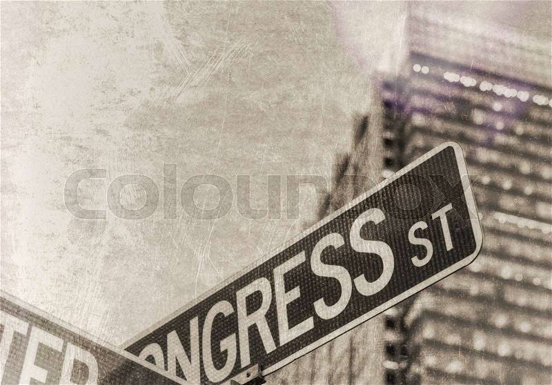 Vintage photo of american street signs, stock photo