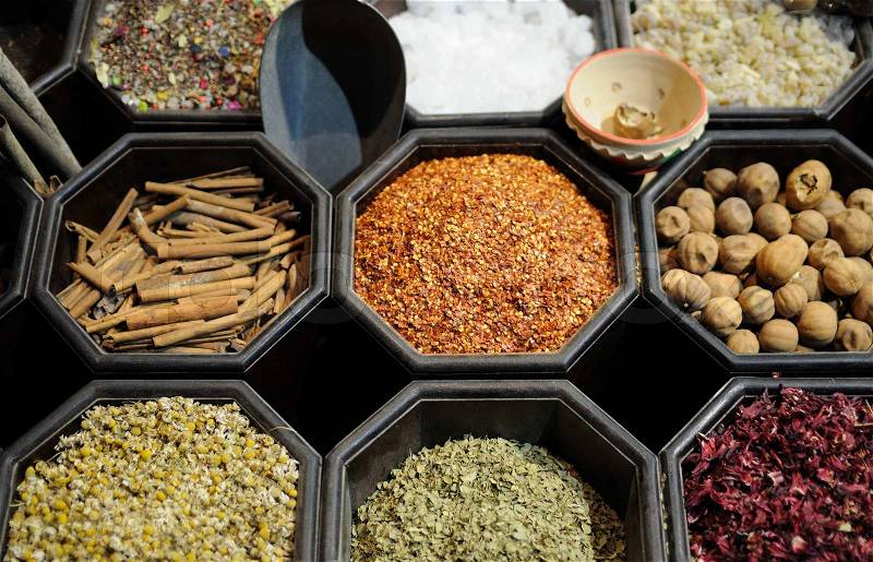 Traditional Arabic Spices for sale in Dubai, stock photo