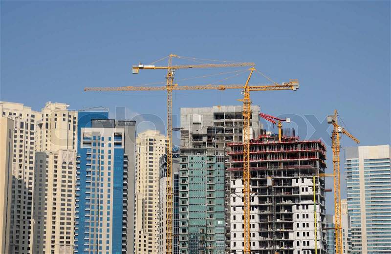 Construction site in the city of Dubai, stock photo