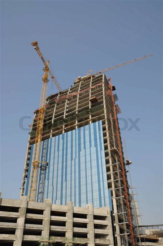 Skyscraper construction site, stock photo