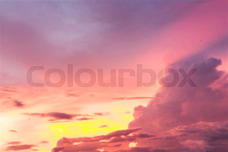 Red ,yellow cloudy sky in evening ; Thailand, stock photo
