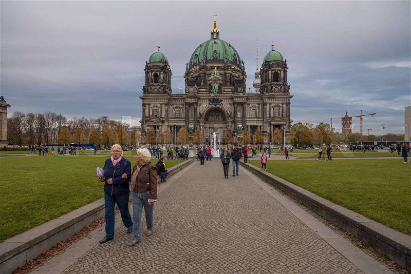 BERLIN GERMANY 10 21 17: Berlin Cathedral (German: Berliner Dom) Is a landmark of Berlin,located on Museum Island, stock photo