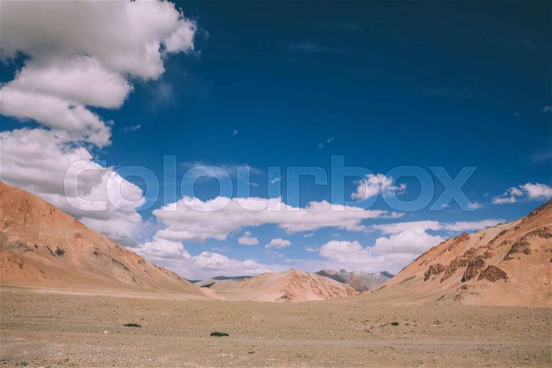 Beautiful scenic landscape in Indian Himalayas, Ladakh region, stock photo