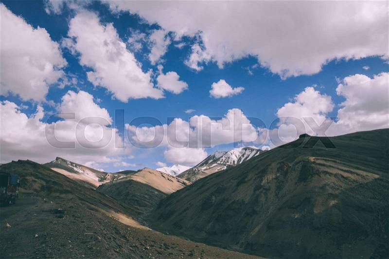 Beautiful scenic mountain landscape in Indian Himalayas, Ladakh region, stock photo