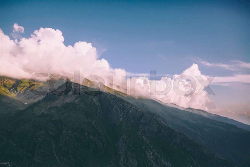 Majestic mountain landscape in Indian Himalayas, stock photo