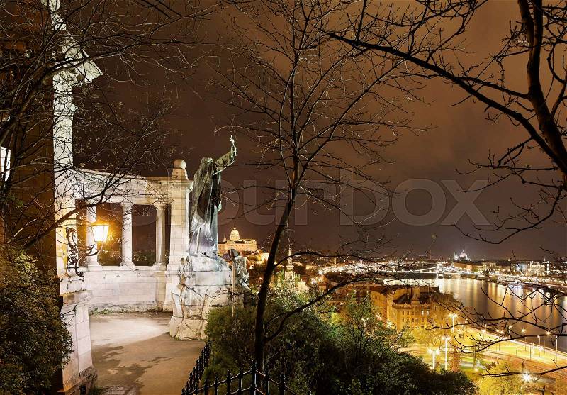 Gellert Monument and Budapest, stock photo