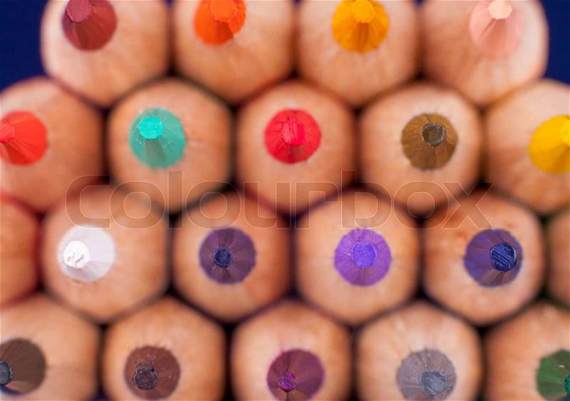 Close-up Color pencils Texture or background, stock photo
