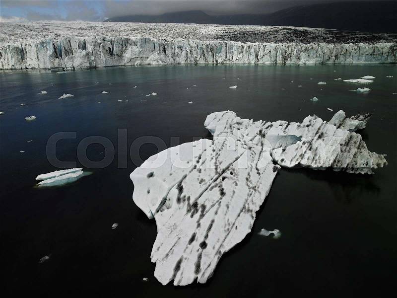 Ice floating on glacial river, stock photo